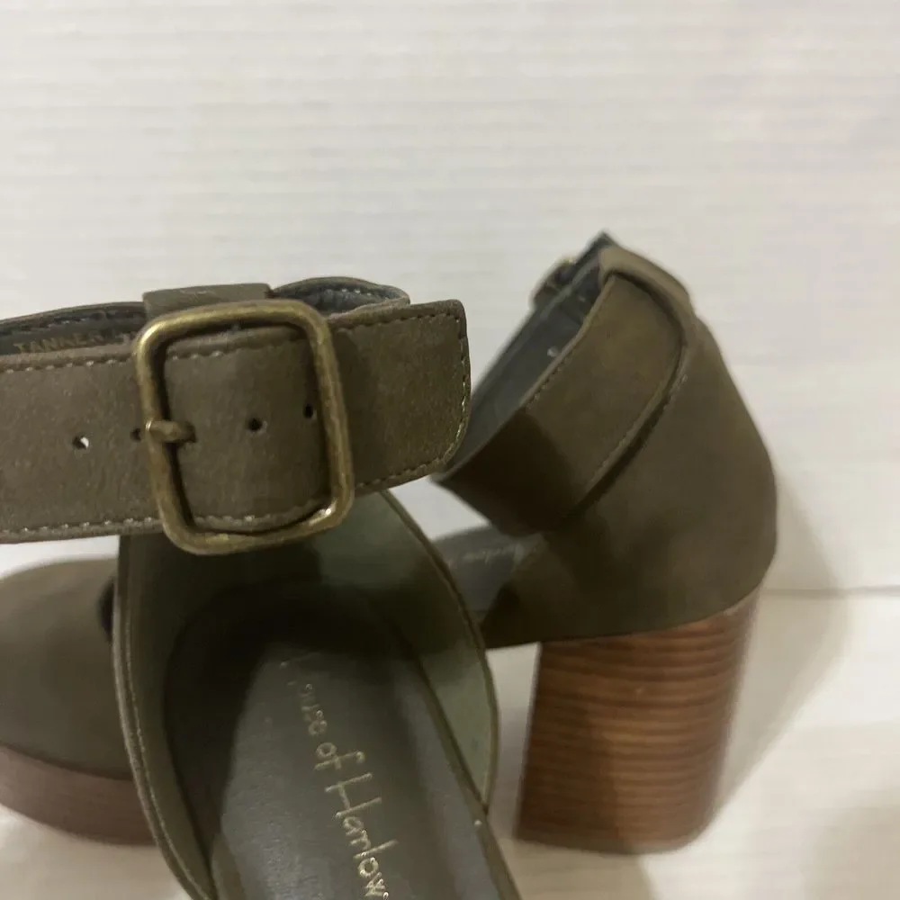 House of Harlow Revolve Tanner Mary Jean Block Heel platform Size 8.5 green - Picture 6 of 9